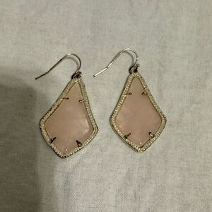 Kendra Scott Elegant Pink Drop Earrings with Gold Trim